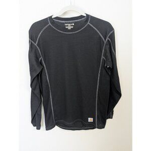 Carhartt Force Black Waffle Henley Thermal Knit Long Sleeve Men's size M